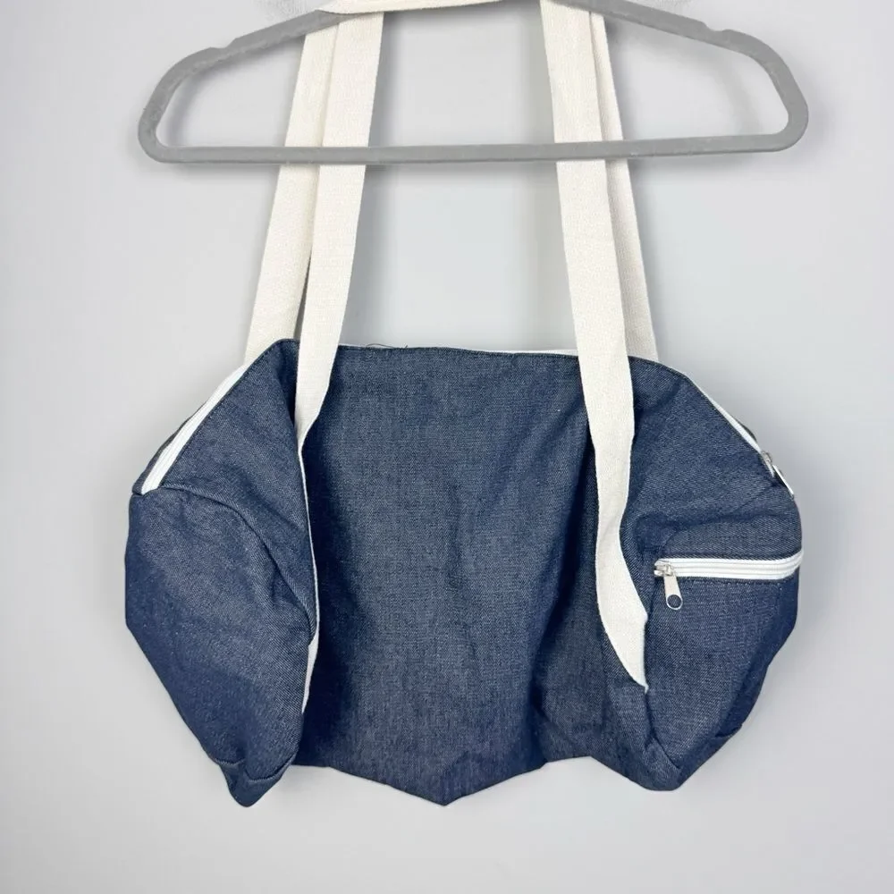 WILL WORKOUT FOR CUPCAKES Denim Look Gym Bag Duffel